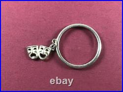 James Avery Sterling Silver Theatrical Charm Drama Comedy Mask Dangle Ring Sz7.5