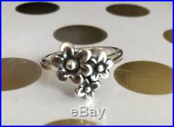 James Avery Sterling Silver Three Flower Stackable Ring-Retired, Rare- Size 8