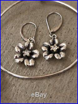 James Avery Sterling Silver & Yellow Gold April Flower Earrings/Ring/Pendant Set
