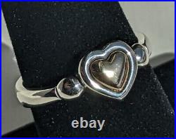 James Avery Sterling Silver and 14k Gold True Heart Ring 4.4g Sz 7.75 925 & 585