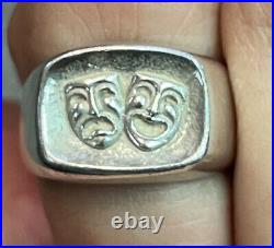 James Avery Sterling Sliver. 925 Comedy Tragedy Theatre Masks Ring RARE Ret