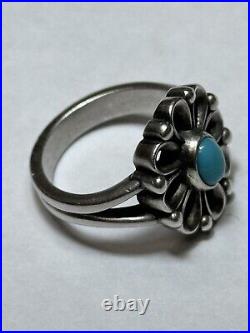 James Avery Sterling Turquoise De Flores Ring Size 6 ibs2