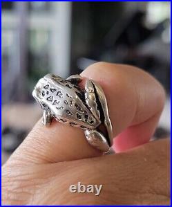 James Avery TWICE Retired Frog Wrap Ring Size 5 Sterling Silver