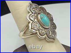 James Avery Tanger Turquoise Flower Statemen Ring Size 10 Sterling Silver Copper