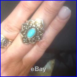 James Avery Tangler SS & copper ring with turquoise sz 10