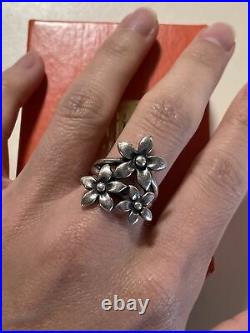 James Avery Triple 3 Bouquet Daisy Flowers Cluster Ring Sterling Silver Retired