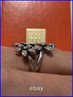 James Avery Triple 3 Bouquet Daisy Flowers Cluster Ring Sterling Silver Retired