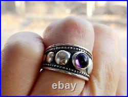 James Avery Vintage Retired Purple Amethyst Cabachon Stone Bead Circles Ring