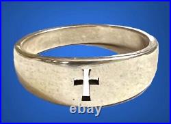 James Avery Vtg Sterling Silver Cut Out Cross Band Ring Size 12.5 NICE