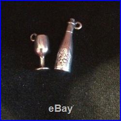 James Avery Wine Bottle And Retired Wine Glass Charms Sterling No Jump Rings