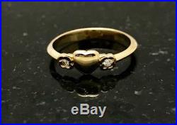 James Avery Women's Diamond Flowers & Heart Ring Sz 4 1/4 14K Yellow Gold. 585