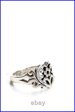 James Avery Womens Sterling Silver Scrolled Heart Ring 4g Size 6.25