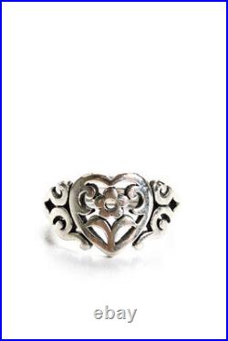 James Avery Womens Sterling Silver Scrolled Heart Ring 4g Size 6.25