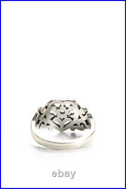 James Avery Womens Sterling Silver Scrolled Heart Ring 4g Size 6.25