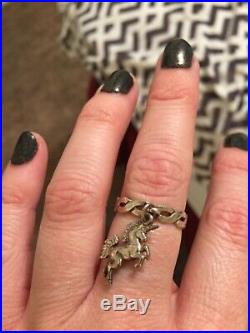 James Avery dangle ring with unicorn charm size 7