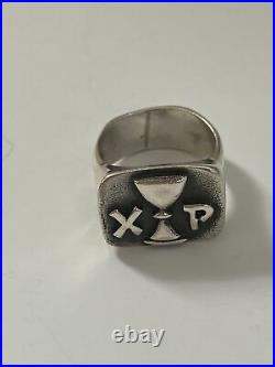 James Avery rare retired super imposing ring XP Chi Rho Size 6.75
