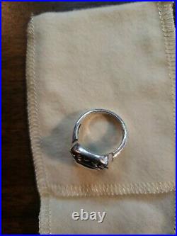 James Avery retired beaded square ring 14k yellow gold & silver