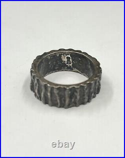 James Avery vintage tree bark nugget band ring size 7.25 in sterling silver