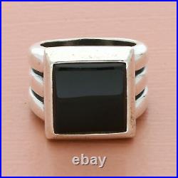 James avery sterling silver retired chunky black onyx square ring size 5