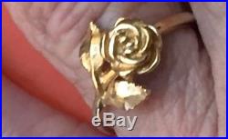 Lovely Retired James Avery 14K Gold Small Rose Ring Size 4.25