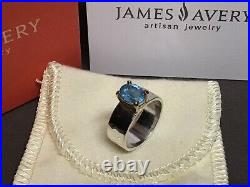 NEW James Avery Julietta 925 Sterling Silver 14K Y-Gold Blue Topaz Ring Sz 6.5