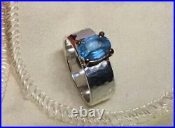 NEW James Avery Julietta 925 Sterling Silver 14K Y-Gold Blue Topaz Ring Sz 6.5