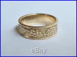 RARE James Avery 14K Gold Continuous Oak Leaves Band Ring Sz 9-1/2 RETIRED