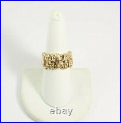 RARE James Avery Brutalist Modernist 14K Yellow Gold Wide Ring, Size 8 13.2g