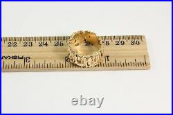 RARE James Avery Brutalist Modernist 14K Yellow Gold Wide Ring, Size 8 13.2g