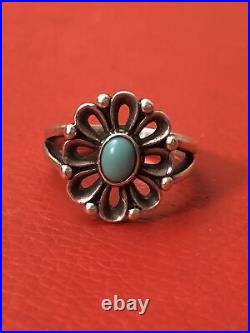 RARE James Avery De Flores Ring Size 8.5 TURQUOISE FLOWER RG
