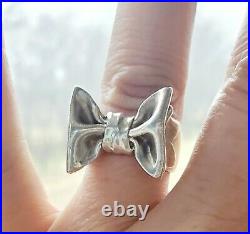 RARE James Avery LARGE Bow Ring Retired +JA Box and Pouch! Sz 8