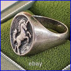 RARE James Avery Size 3.5 UNICORN Medallion 925 Sterling Silver Ring RETIRED