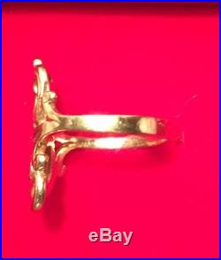 RARE RETIRED James Avery 14k Yellow Gold Scrolled 2 Double Hearts Ring Sz 7