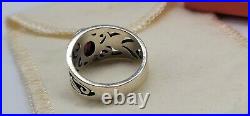 RARE RETIRED James Avery Sterling Silver Sz 6.5 Abounding Vines Ring Red Stone
