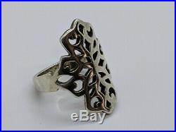 RARE RETIRED James Avery Sterling Silver Tall Long Cutout Open Ring Size 8