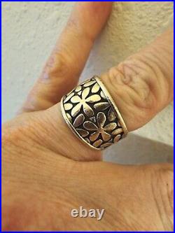 RARE RETIRED James Avery WIDE FLOWER Statement Ring Sz 7 7.25 Floral Bouquet