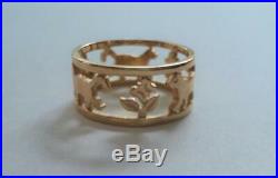 RARE Retired JAMES AVERY 14K Yellow Gold Wide Band CAT Ring Sz 9