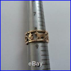 RARE Retired JAMES AVERY 14K Yellow Gold Wide Band CAT Ring Sz 9