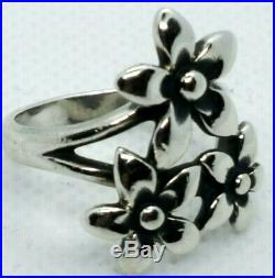 RARE! Retired James Avery Flower Bouquet Ring Sterling Silver Size 8 1/2