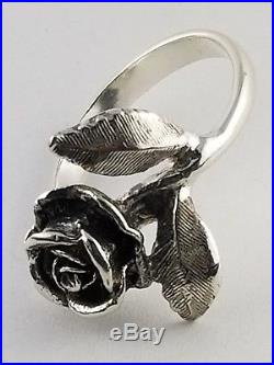 RARE Retired James Avery Sterling Silver Large 3 dimensional Rose Ring- Sz. 7