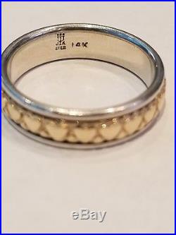 RETIRED HTF JAMES AVERY Sterling Silver 14K Gold Eternity Heart Band Ring Size 9