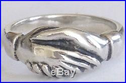 RETIRED JAMES AVERY FRIENDSHIP RING SHAKING HANDS Silver SZ 6¼ with Box Rare