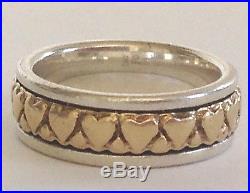RETIRED JAMES AVERY PINKY RING HEARTS 14K GOLD & SILVER BAND SZ 3 with JA Box