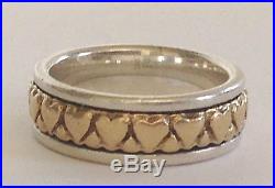 RETIRED JAMES AVERY PINKY RING HEARTS 14K GOLD & SILVER BAND SZ 3 with JA Box