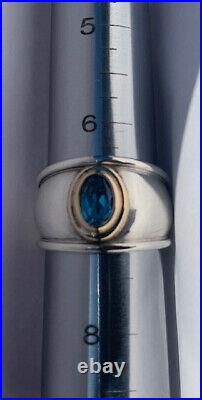 RETIRED James Avery Christina Blue Topaz Ring, Sterling Silver 18k Gold Size 7