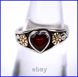 RETIRED James Avery Heart Ring with Garnet, 14K and Sterling Silver Size 5.75