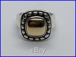 RETIRED James Avery Sterling Silver 14k Gold Dome Square Beaded Ring Sz 6.5