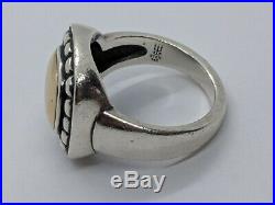 RETIRED James Avery Sterling Silver 14k Gold Dome Square Beaded Ring Sz 6.5