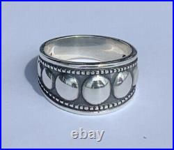 RETIRED James Avery Sterling Silver Graduated Beaded Ring with Taper, Size 8.5
