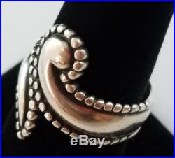 RETIRED James Avery Sterling Silver Swirl Spiral Beaded Ring Size 8.5 FREE SHIP